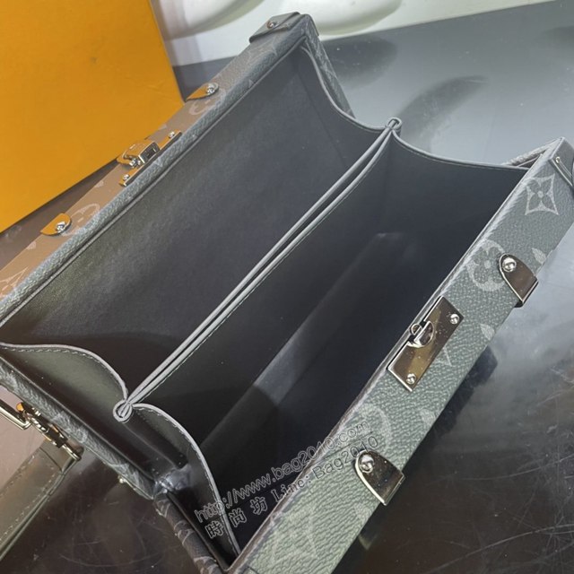 LV專櫃新款包包 路易威登Wallet Trunk小硬箱 M20249 LV黑花方形手拿包  ydh4240